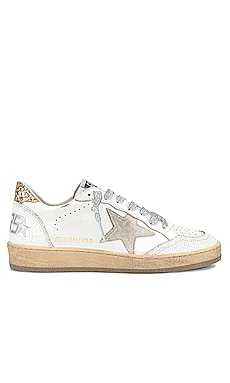 Golden Goose Ballstar Sneaker in White, Ice, & Light Gold | REVOLVE