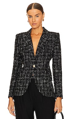 Generation Love Hannah Tweed Blazer in Black & White Window