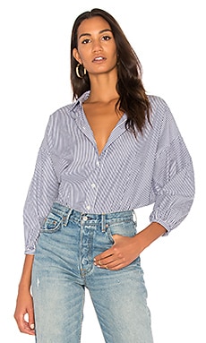 The Great The Easy Button Up in Navy & White Stripe | REVOLVE