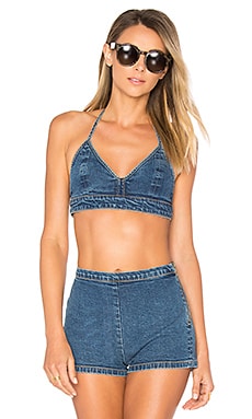Lovers and Friends Shae Denim Bralette Top in Canyon