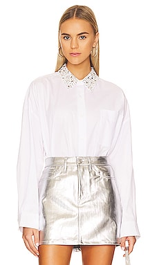 Alessandra Oversized Shirt with Jeweled Collar GRLFRND