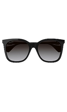 Gucci LOGO WAYFARER 太阳镜– Shiny Black & Grey