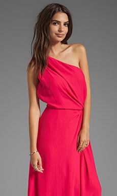 Halston Heritage One Shoulder Ruched Side Gown in Bright Raspberry ...