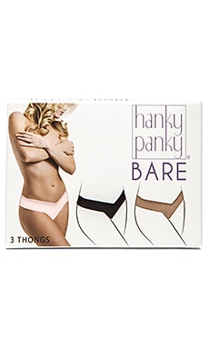 Product image of Hanky Panky Bare 3 Eve Natural Rise Thongs. Click to view full details