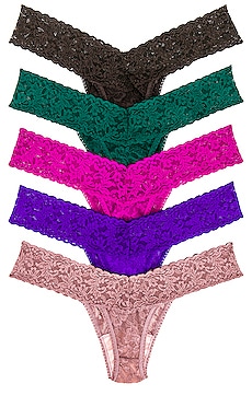 Hanky Panky 5-Pack Signature Lace Low Rise Thongs in Jewel Multi