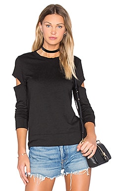 Свитшот из меланжевого флиса с открытыми рукавами - MONROW