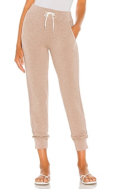 MONROW Supersoft Sporty Mesh Paneled Sweats in Taupe | REVOLVE