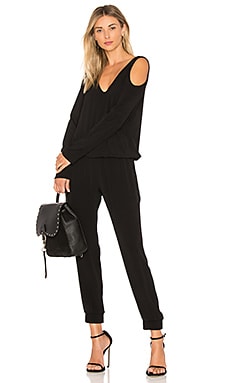 MONROW Cutout Shoulder Jumpsuit in Black | REVOLVE