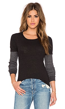 MONROW Varsity Double Layer Thermal Tee in Black | REVOLVE