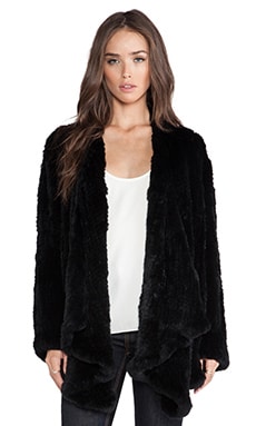 H Brand Ashleigh Rabbit Fur Coat in Black | REVOLVE