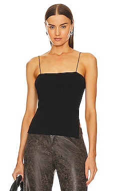 Alice + Olivia Harmon Drapey Slip Tank in Black | REVOLVE