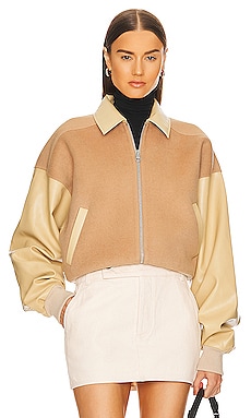 Product image of Helsa Faux Leather & Wool Blend Bomber. Click to view full details