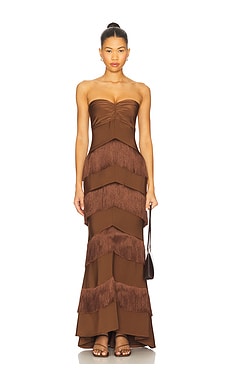 House of Harlow 1960 x REVOLVE Hera Fringe Maxi Dress in Chocolate Brown from Revolve.com