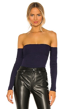 House of Harlow 1960 Catarina Off Shoulder Sweater in Midnight | REVOLVE