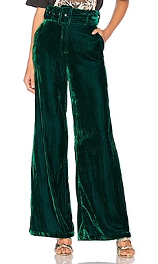 Mix and Mingle Emerald Green Velvet Wide-Leg Pants