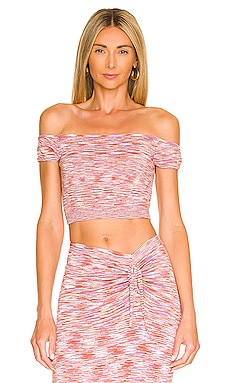 Fashion Tops Off-The-Shoulder Tops House of harlow 1960 Off-The-Shoulder Top pink-white spot pattern 