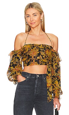Mode Tops Off the shoulder tops House of harlow 1960 Off the shoulder top roze-wit gestippeld patroon 