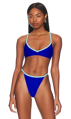 Slide Triangle Bikini Top - Breezy Blue Ribbed