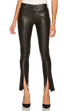 Barbara Faux Leather High Waist Straight Ankle Hudson Jeans