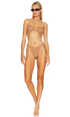 Hunza G Zadie Nile Bikini Set in Metallic Dusty Pink