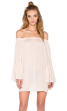 Indah Kamani Off the Shoulder Mini Dress in Sand | REVOLVE