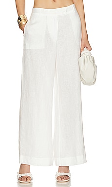 L'AGENCE Lillian Wide Leg Pant in Antique White Multi Vintage