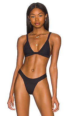 Indah Kallie Triangle Bikini Top in Black