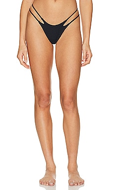 Jovi Skimpy Solid Smocked String Bikini Bottom Indah