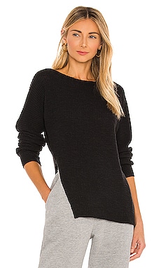 James Perse Cotton Boat Neck Sweater in Black | REVOLVE