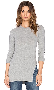 James Perse Side Split Crew Tee in Heather Grey | REVOLVE