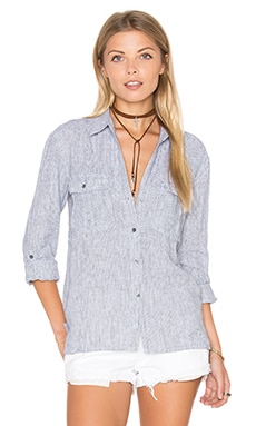 ANINE BING Mika Shirt in White And Lavender Stripe