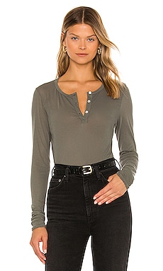 James Perse Button Down Henley Top in Signet | REVOLVE