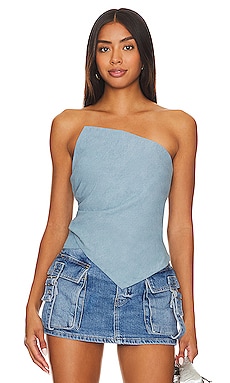 Poster Girl Calamity Corset Top in Coastal Fog