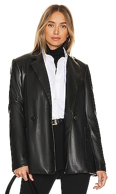 Product image of JONATHAN SIMKHAI STANDARD Nisha Faux Leather Boxy Blazer. Click to view full details