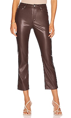 Tessa Vegan Leather Tie Waist Pant in Olive. Revolve Women Clothing Pants Leather Pants 