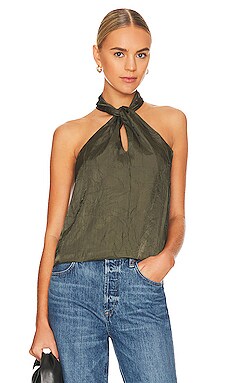Product image of JONATHAN SIMKHAI STANDARD Katana Twist Front Halter Top. Click to view full details