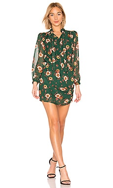 J.O.A. Neck Tie Long Sleeve Dress in Green Floral | REVOLVE