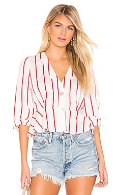 

Топ striped deep v neck - J.O.A, Белый, Белый