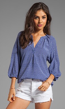 Joie Addie B Ikat Blouse In Nile Blue | REVOLVE