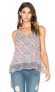 L'AGENCE Jane Spaghetti Strap Top in White Multi Butterflies