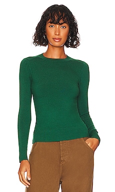 Enza Costa Pure Cashmere Crew in Malachite