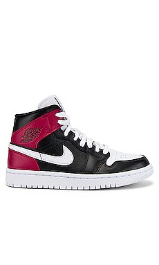 Jordan 1 mid black noble best sale red white