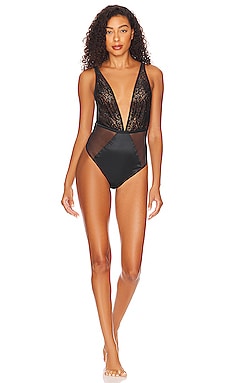 Lace Bodysuit With Asymmetrical Straps - SECRETE - NOIR - ETAM