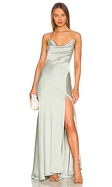 Revolve Women Clothing Dresses Evening dresses Finley Satin Gown in Tan. 