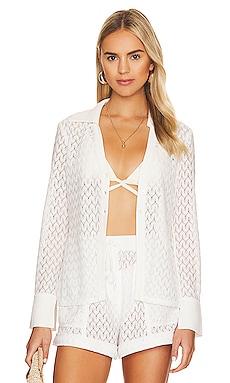 Tyler Crochet Lace Cover Up Collared Cardigan SIMKHAI $395 BEST SELLER