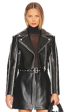 DONNA GOLD | Iconic Leather Biker Jacket - Black / XXS