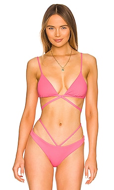 Product image of SIMKHAI Harlen Tie Front Bikini Top. Click to view full details