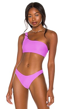 JADE SWIM Muse Scoop Bikini Top in Fuchsia Sheen | REVOLVE