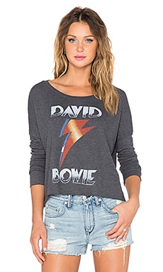 Junk Food David Bowie Long Sleeve Top in Jet Black