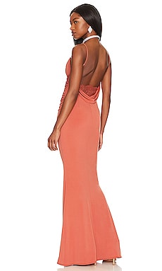 Surreal cowl shop back evening dress